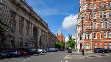London - 06 25 2022: View of Prince Consort Road and to the left the Department of Materials, Imperial College London