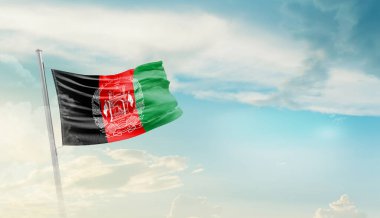Afghanistan waving flag in beautiful sky.