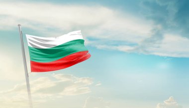 Bulgaria waving flag in beautiful sky.