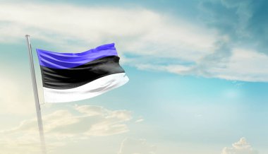 Estonia waving flag in beautiful sky.