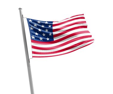  United States waving flag on white background