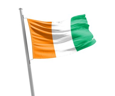 Ivory island waving flag on white background