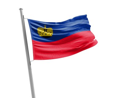 Liechtenstein waving flag on white background
