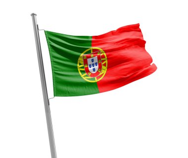 Beyaz arka plan üzerinde bayrak sallayarak Portekiz