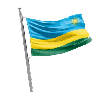 Rwanda waving flag on white background