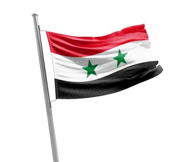 Beyaz arka plan üzerinde bayrak sallayarak Suriye