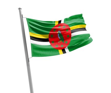 Dominica waving flag on white background