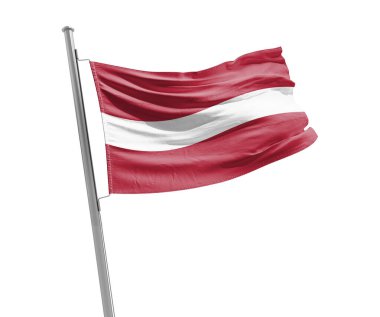 Beyaz arka plan üzerinde bayrak sallayarak Letonya