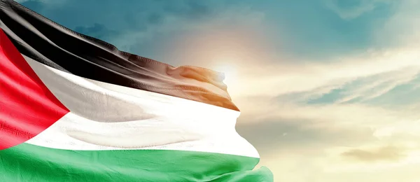 Jordánia Lengetve Zászló Gyönyörű Égen Nap — Stock Fotó
