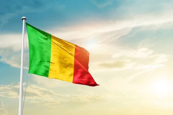 Mali Waving Flag Beautiful Sky Sun —  Fotos de Stock