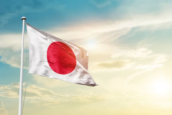 Японія Махає Прапором Прекрасному Небі Сонцем — стокове фото