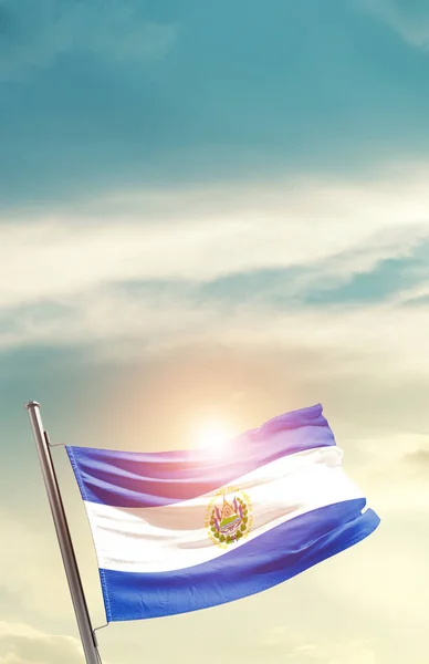 Salvador Waving Flag Beautiful Sky Sun — Stok fotoğraf
