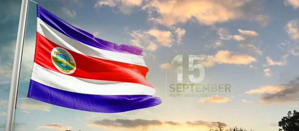 Коста Рика Размахивает Флагом Красивом Небе Облаками — стоковое фото