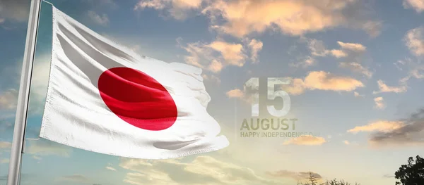 Jepang Melambaikan Bendera Langit Yang Indah Dengan Awan — Stok Foto