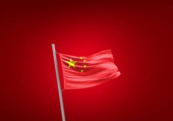 Čína Vlajka Proti Červené — Stock fotografie