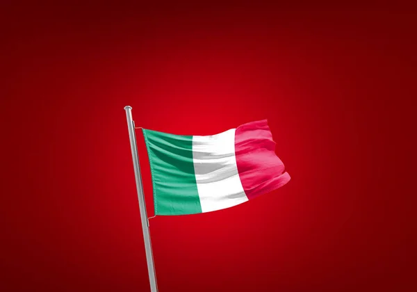 Флаг Италии Против Красного — стоковое фото