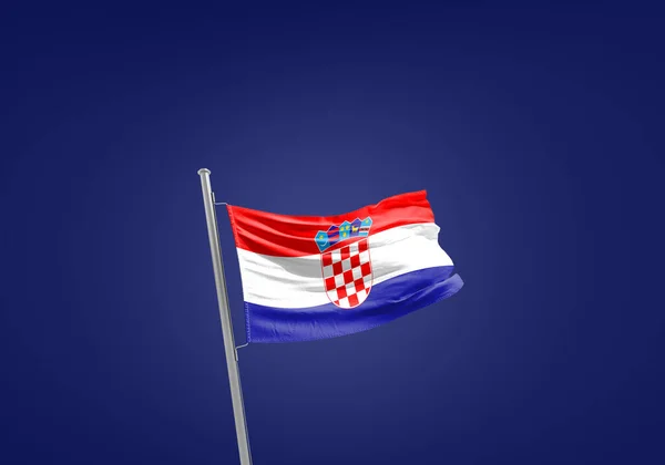 Σημαία Κροατίας Ενάντια Στο Σκούρο Μπλε — Φωτογραφία Αρχείου