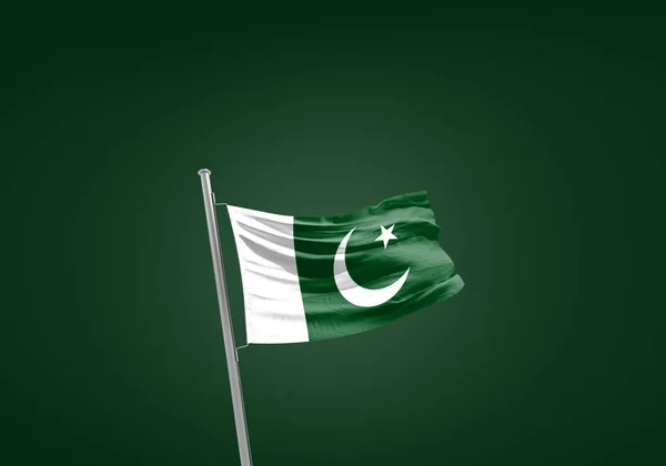 Pákistánská Vlajka Proti Zelené — Stock fotografie