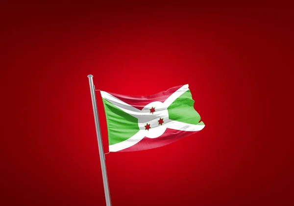 Bandeira Burundi Contra Vermelho — Fotografia de Stock