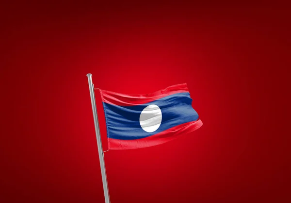 老挝国旗对抗红色 — 图库照片