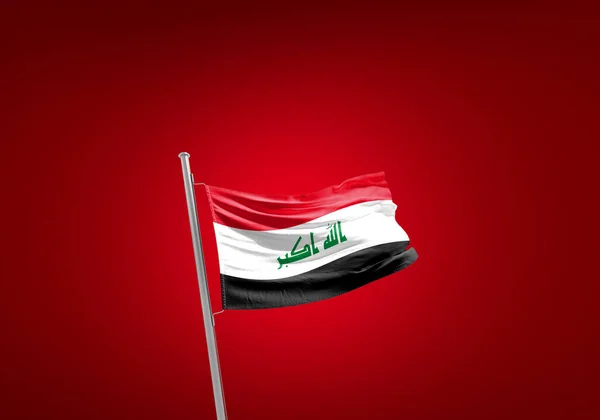Irak Vlag Tegen Rood — Stockfoto