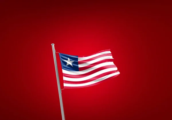 Liberia Bandera Contra Rojo —  Fotos de Stock