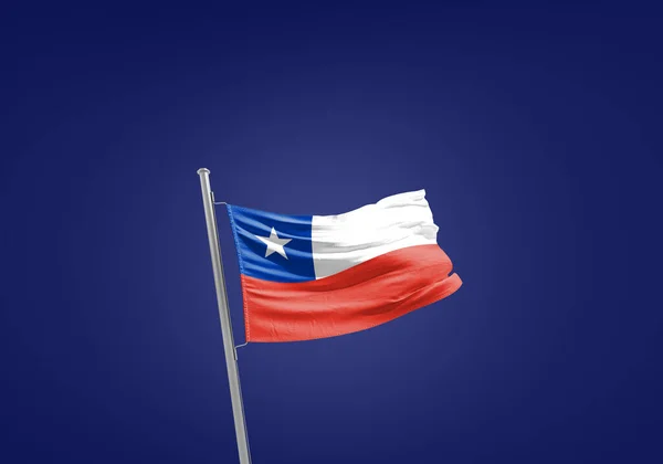 Чилійський Прапор Проти Темно Синього — стокове фото