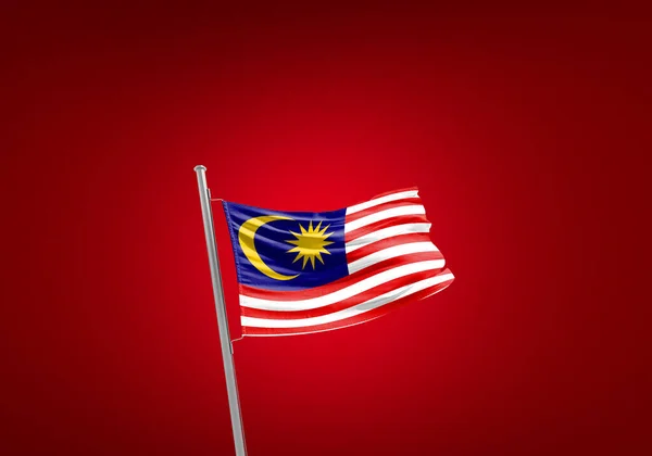 马来西亚国旗对抗红色 — 图库照片