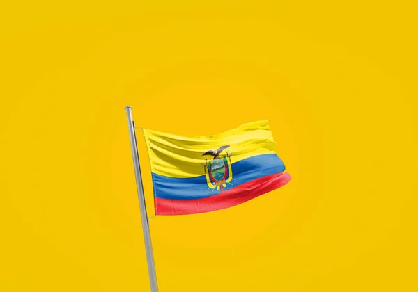 Bandeira Equador Contra Amarelo — Fotografia de Stock