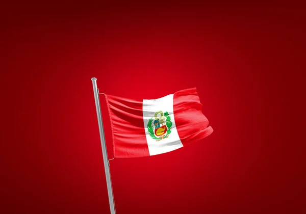 Bandera Perú Contra Rojo —  Fotos de Stock