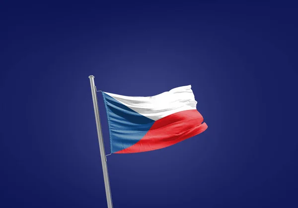 Flaga Republiki Czeskiej Przeciwko Granatowi — Zdjęcie stockowe