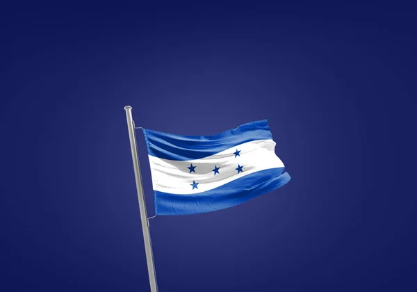 Bandera Honduras Contra Azul Oscuro —  Fotos de Stock
