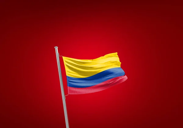 Kolumbianische Flagge Gegen Rot — Stockfoto