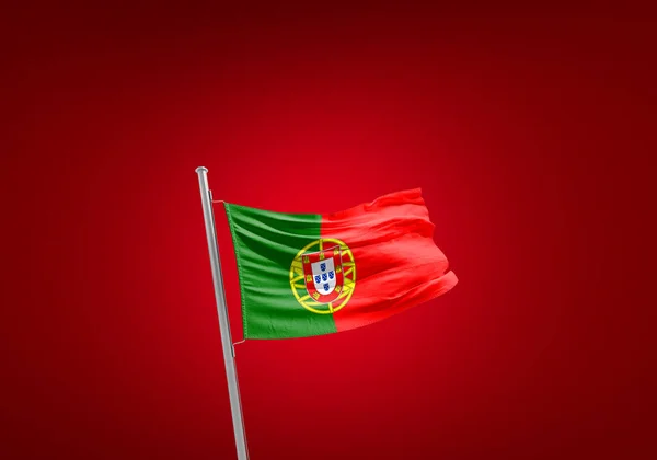 Bandera Portugal Contra Rojo —  Fotos de Stock
