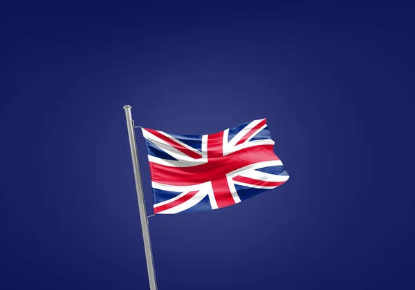 Bandeira Reino Unido Contra Azul Escuro — Fotografia de Stock