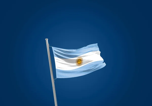 Argentina Flagga Mot Mörkblå — Stockfoto