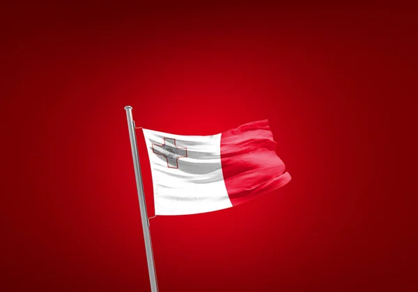 Malta Flagge Gegen Rot — Stockfoto