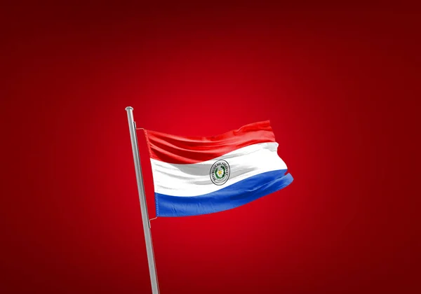 Bandiera Paraguay Contro Rosso — Foto Stock
