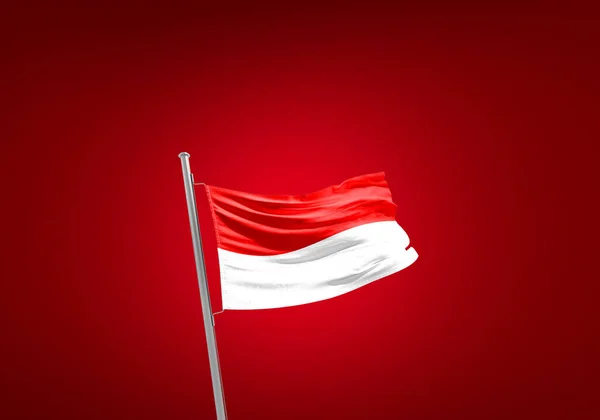 Bandeira Indonésia Contra Vermelho — Fotografia de Stock