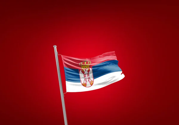 Флаг Сербии Против Красного — стоковое фото