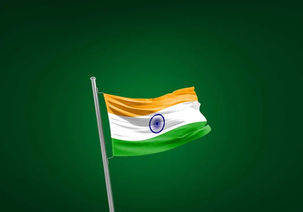 Indická Vlajka Proti Zelené — Stock fotografie