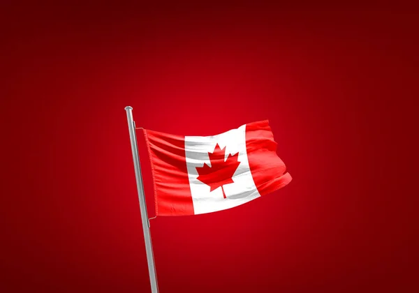 Bandeira Canadá Contra Vermelho — Fotografia de Stock
