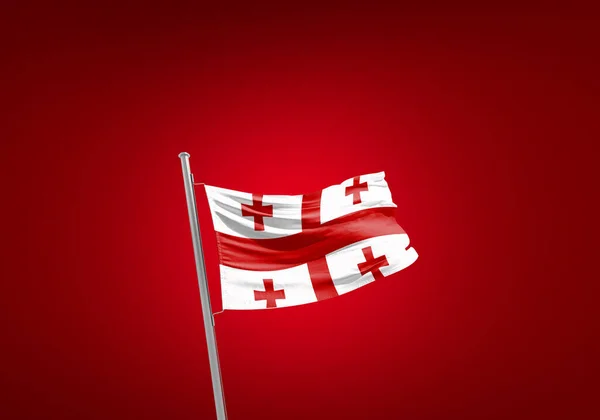 Flaga Gruzji Przeciwko Czerwieni — Zdjęcie stockowe