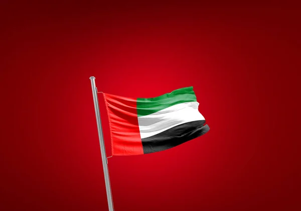 Spojené Arabské Emiráty Vlajka Proti Červené — Stock fotografie