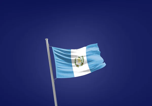 Bandera Guatemala Contra Azul Oscuro —  Fotos de Stock