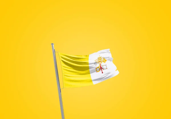 Città Del Vaticano Bandiera Contro Giallo — Foto Stock
