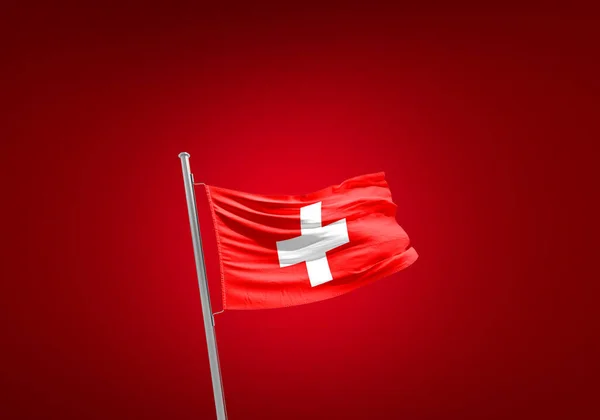 Прапор Швейцарії Проти Червоного — стокове фото