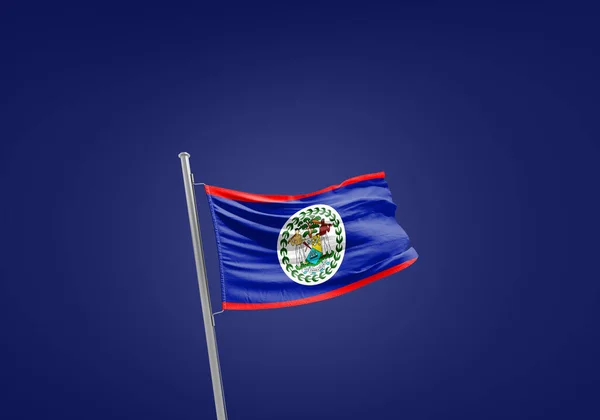 Belize Flagga Mot Mörkblå — Stockfoto