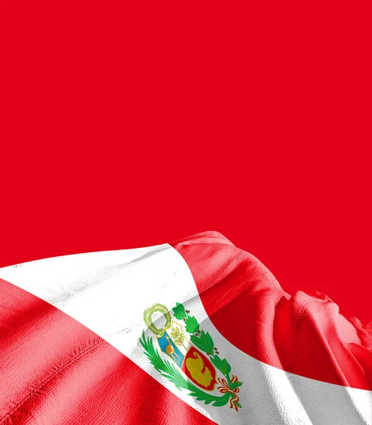 Perù Bandiera Contro Rosso — Foto Stock