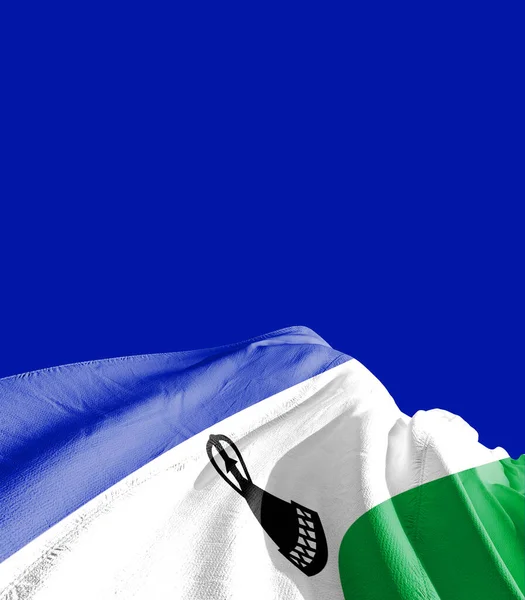 Drapeau Lesotho Contre Bleu Foncé — Photo